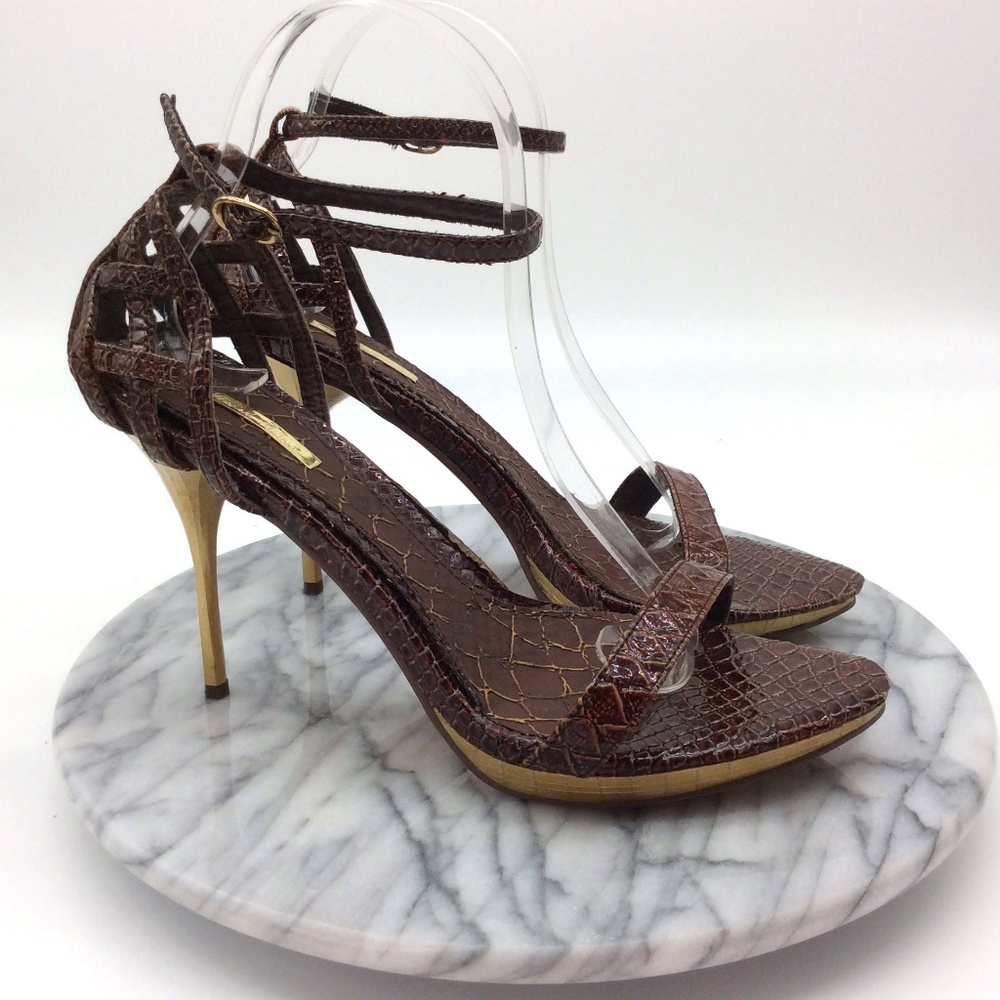Michael Antonio Faux Leather Ankle Strap Heels